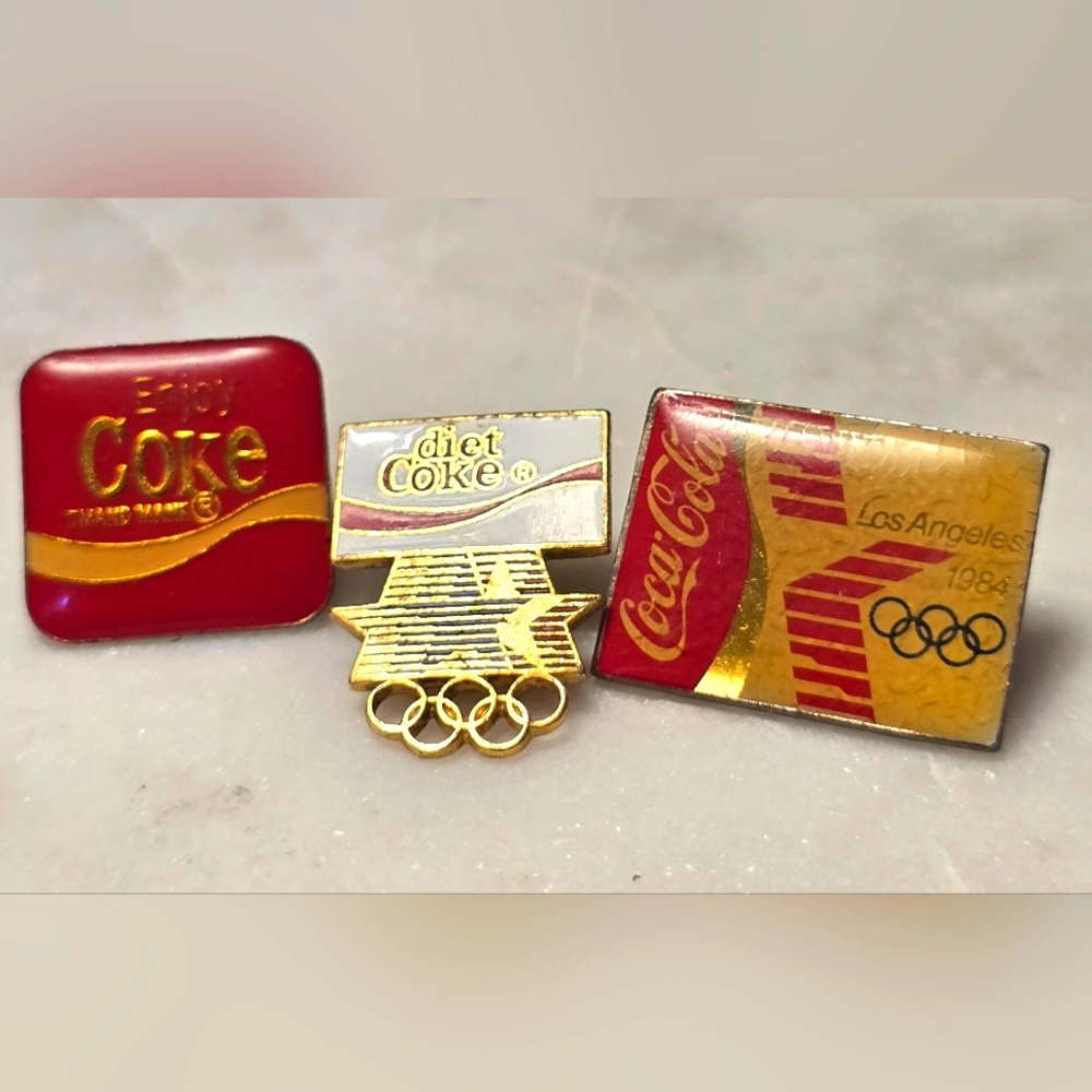 1984 Coca-Cola Olympic Pin Set Of 3